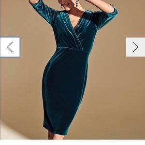 Badgley Mischka Teal Velvet Cocktail Dress